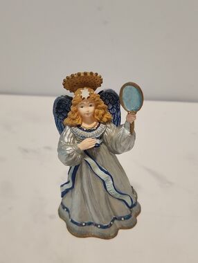 Angelic Of The Month August Figurine with Blue Wings and Mirror Angel Of Truth